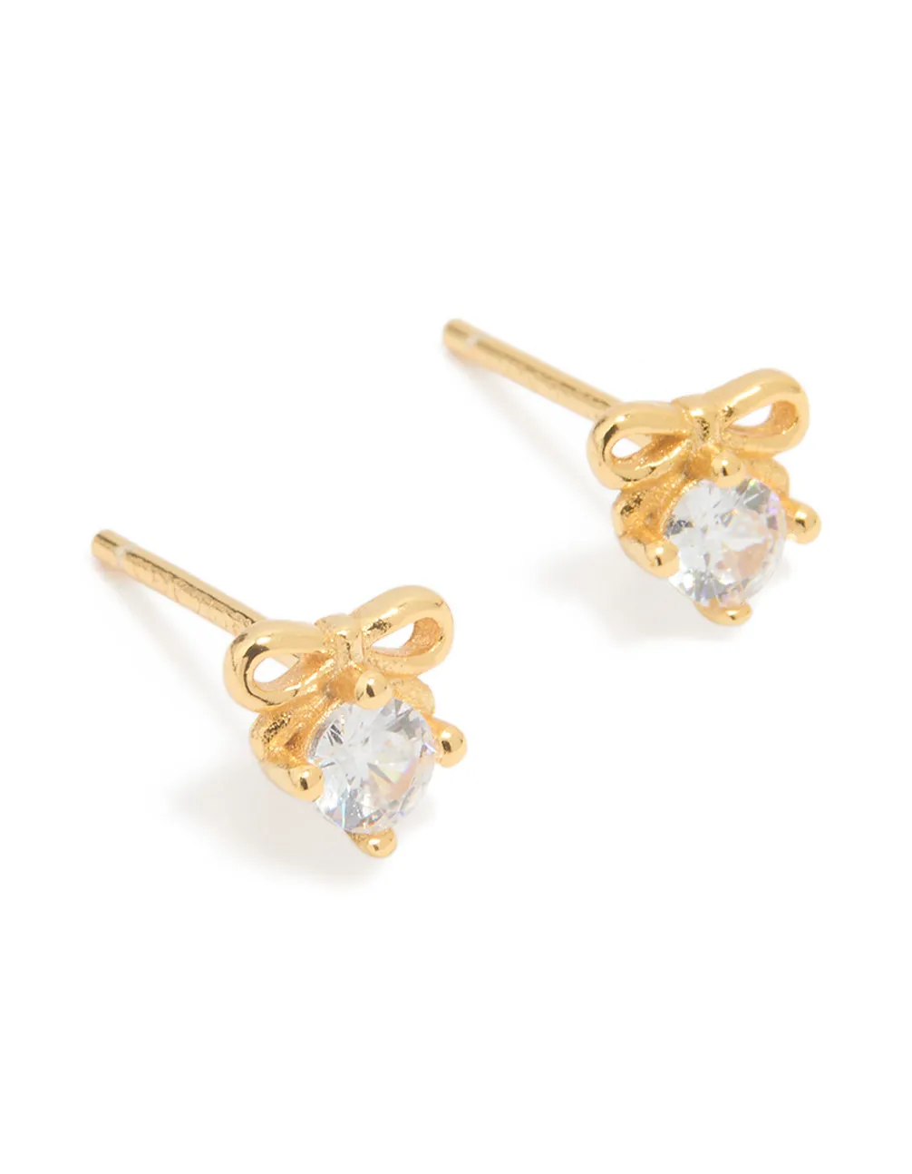 Gold Plated Sterling Silver Cubic Zirconia Bow Stud Earrings sold by lovisa