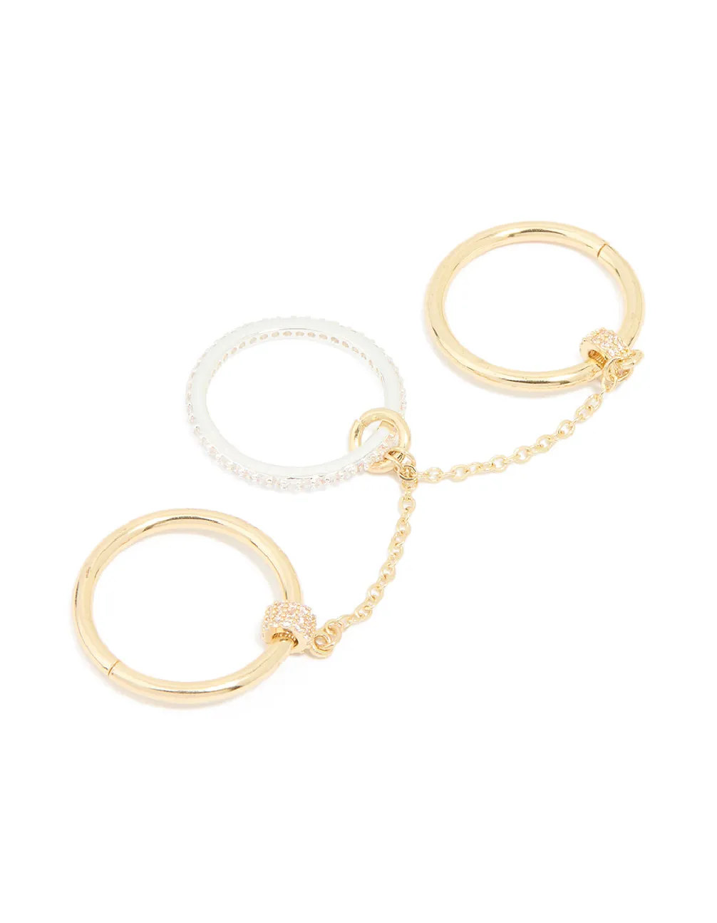 Mixed Metal Cubic Zirconia Multi-Chain Connected Ring sold by lovisa