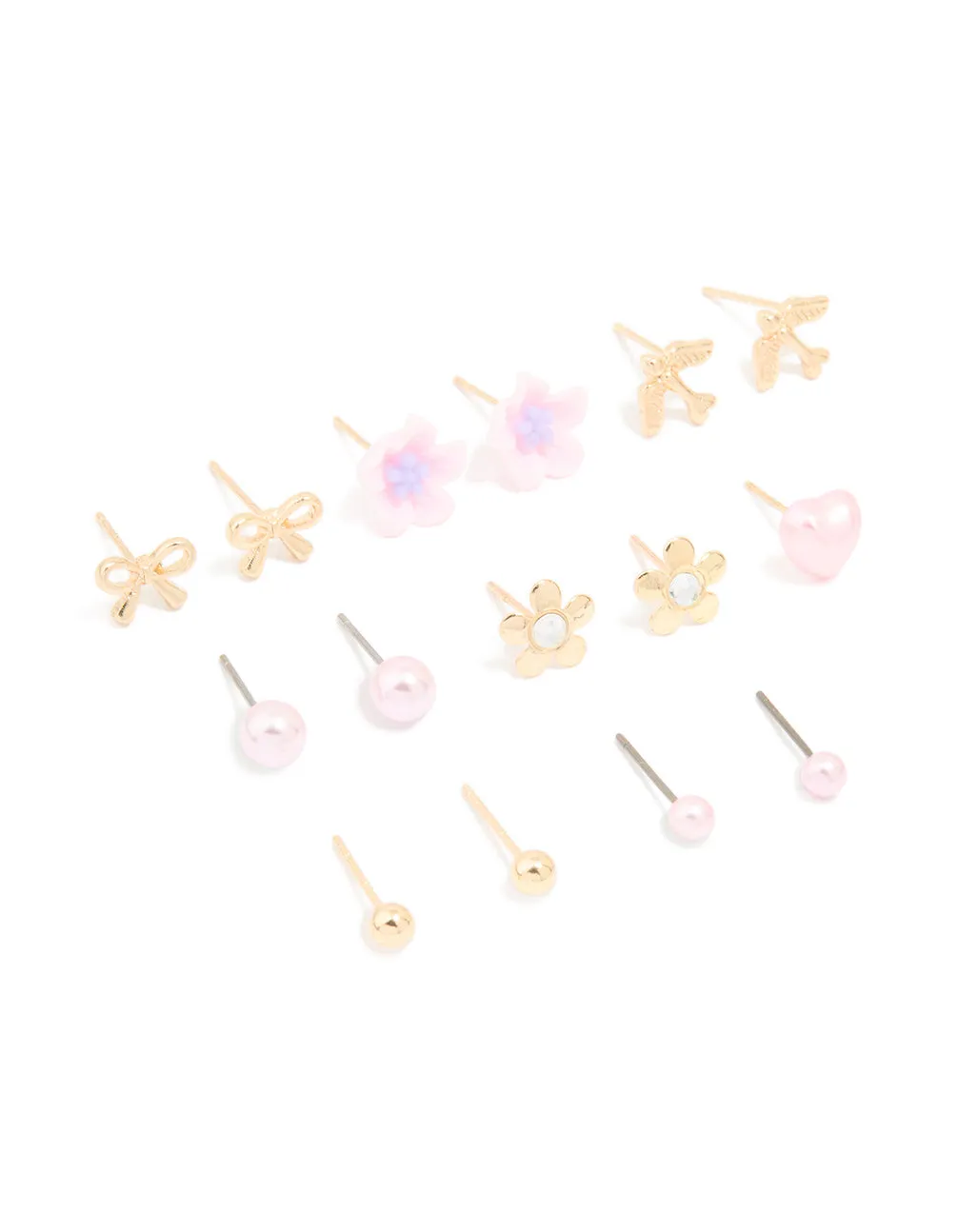 Gold Flower Bow & Heart Earrings 12-Pack sold by lovisa product image thumbnail 2