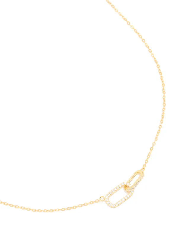 Gold Plated Sterling Silver Cubic Zirconia Oval Link Necklace sold by lovisa