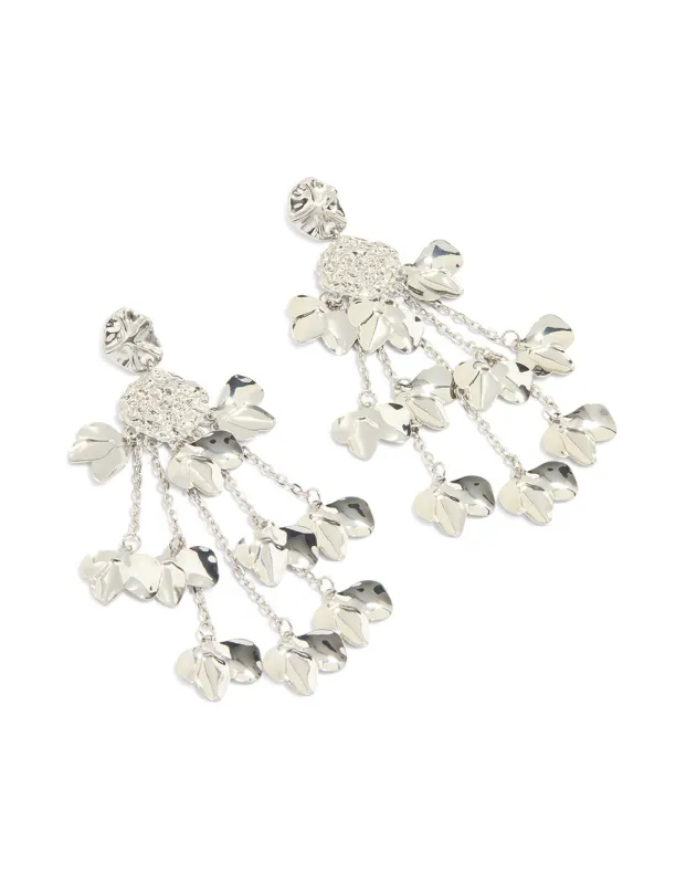 Silver Flower Chain Drop Organic Earrings sold by lovisa