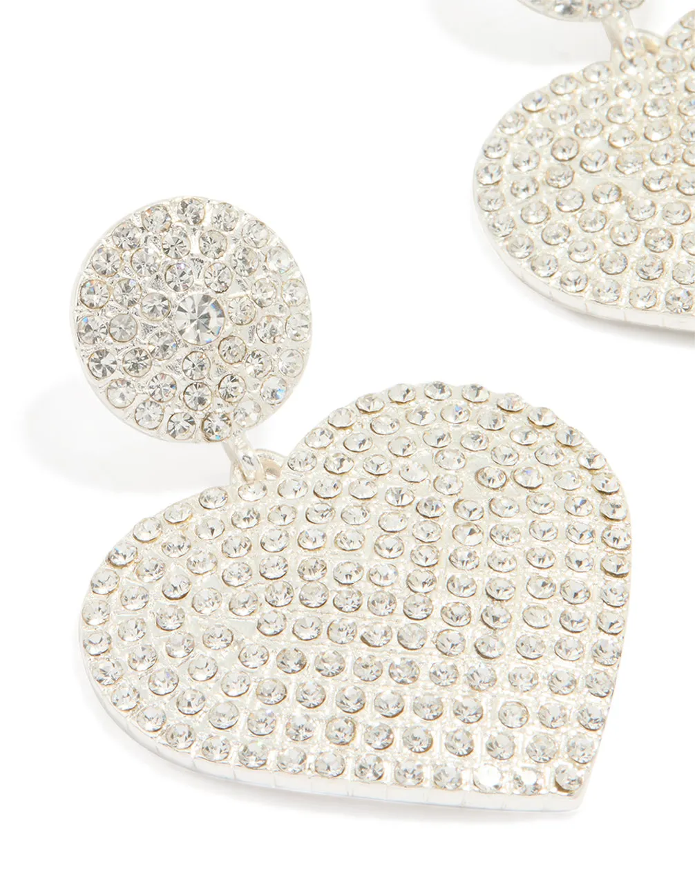 Silver Diamante Heart Drop Stud Earrings sold by lovisa product image thumbnail 2