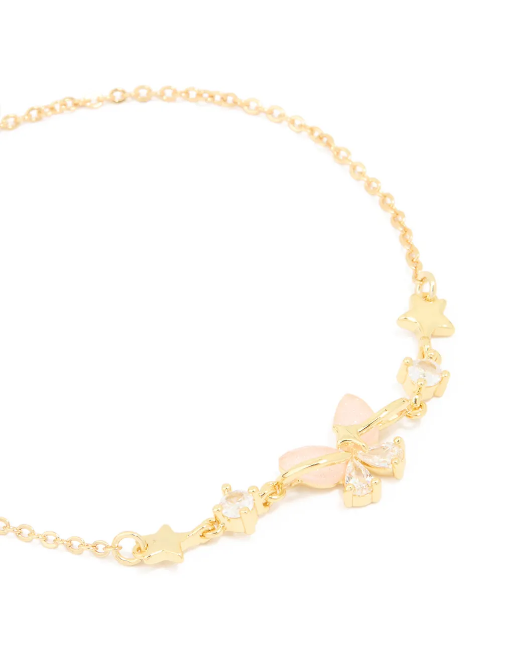 Gold Plated Pink Butterfly & Star Bracelet sold by lovisa product image thumbnail 2