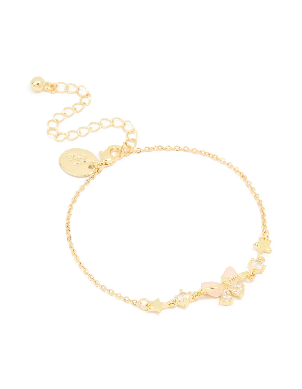 Gold Plated Pink Butterfly & Star Bracelet sold by lovisa