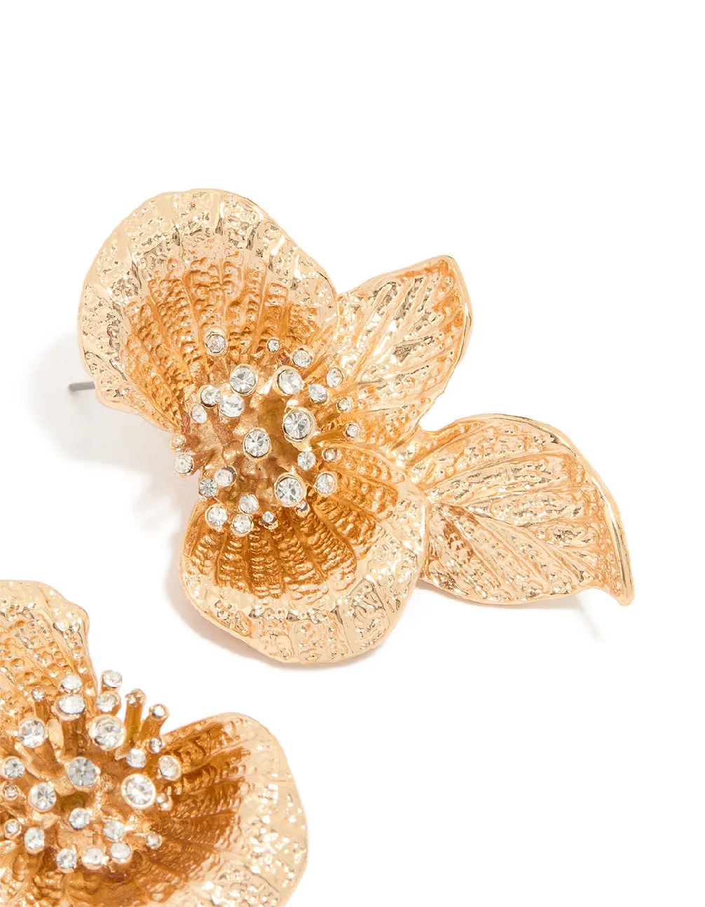Gold Diamante Flower & Leaf Earrings sold by lovisa product image thumbnail 3