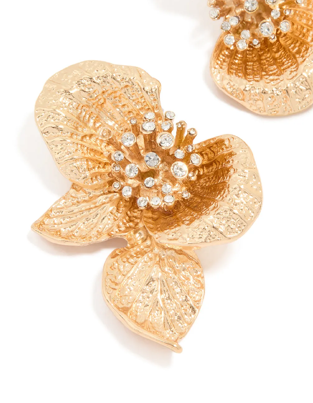 Gold Diamante Flower & Leaf Earrings sold by lovisa product image thumbnail 2