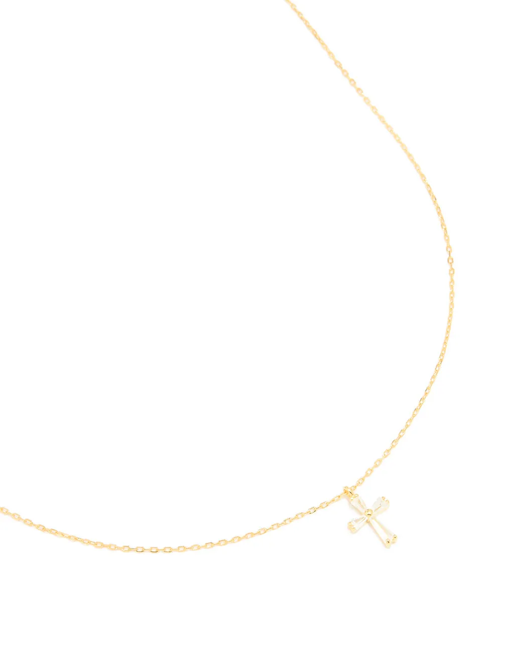 Gold Plated Sterling Silver Cubic Zirconia Cross Necklace sold by lovisa