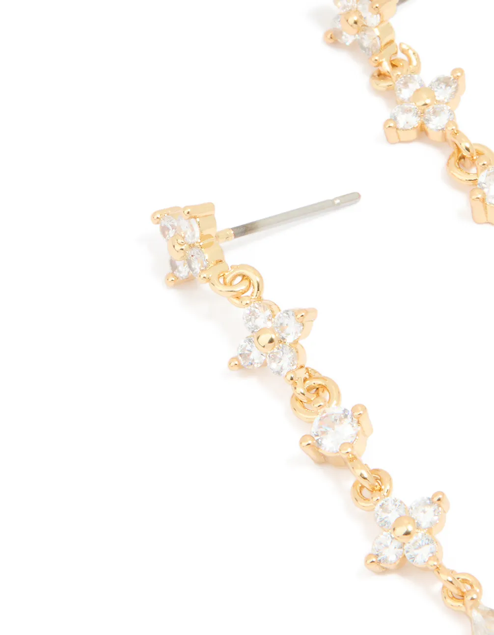 Gold Plated Cubic Zirconia Flower Drop Earrings sold by lovisa product image thumbnail 2