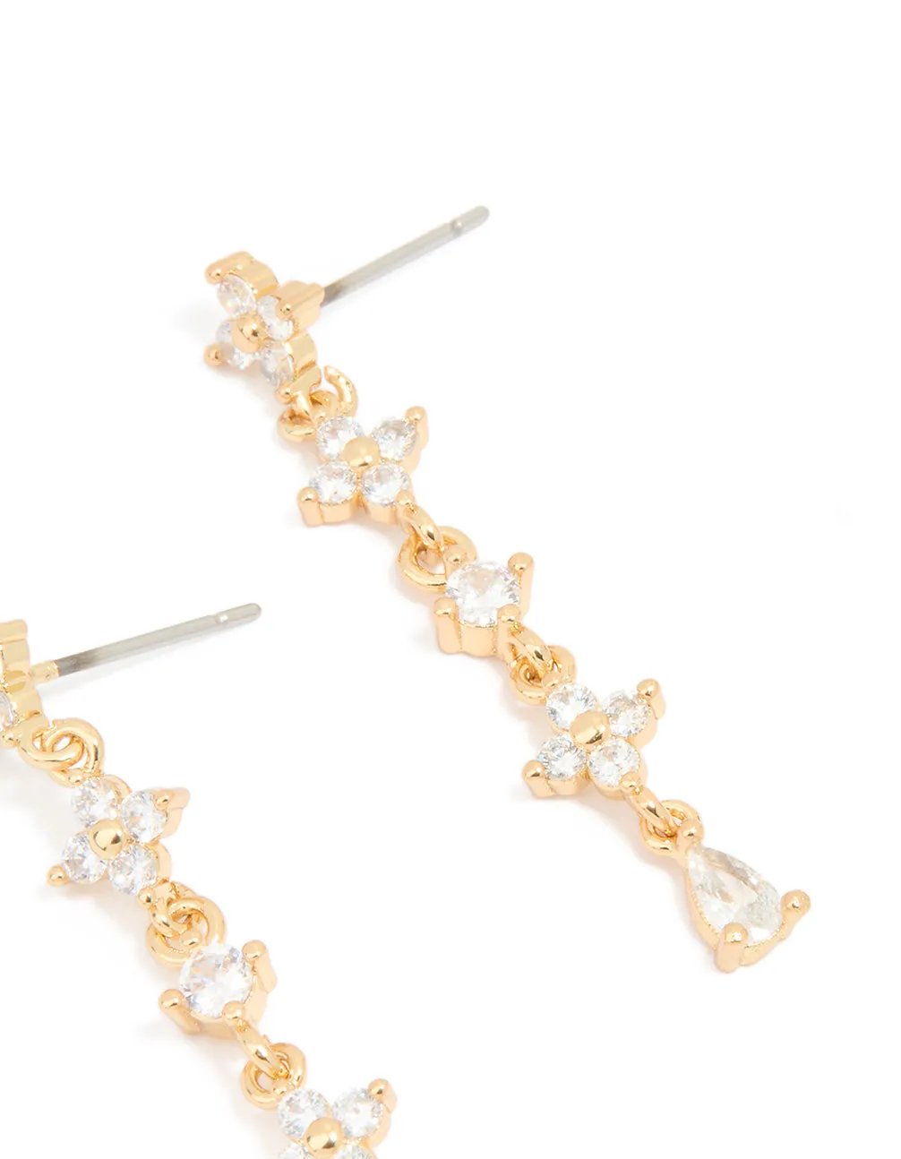 Gold Plated Cubic Zirconia Flower Drop Earrings sold by lovisa product image thumbnail 3