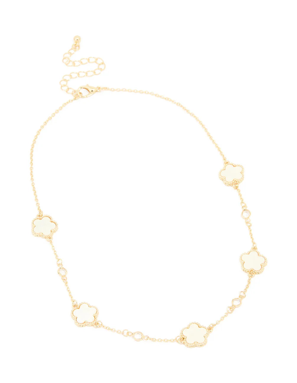 Gold Plated Cubic Zirconia Flower Station Necklace sold by lovisa product image thumbnail 2