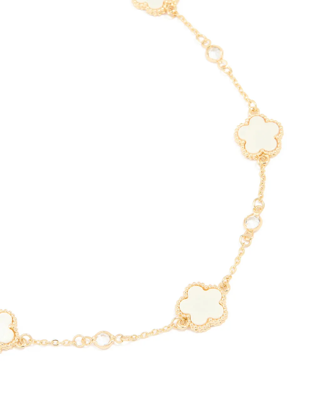 Gold Plated Cubic Zirconia Flower Station Necklace sold by lovisa