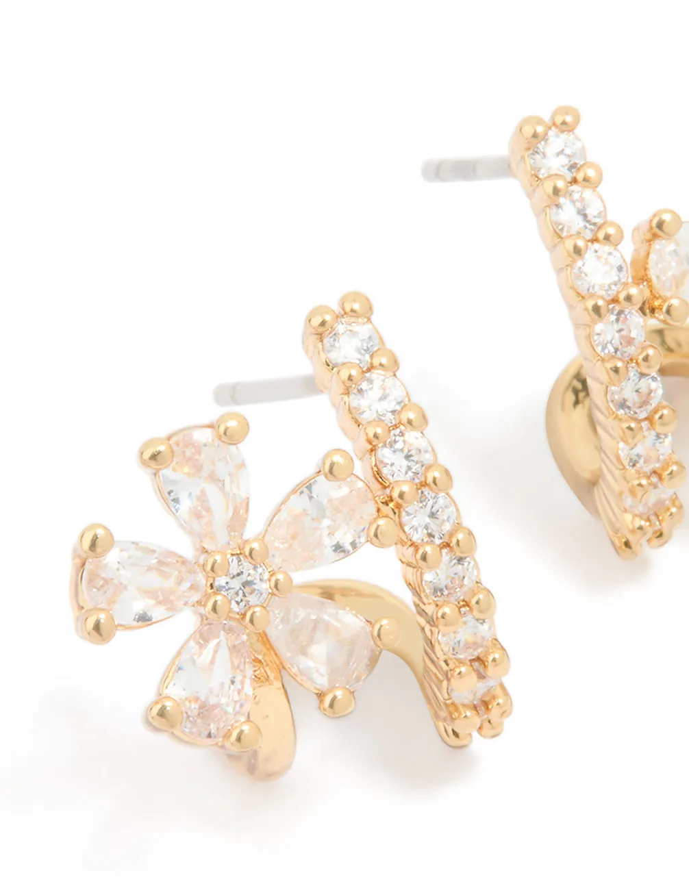 Gold Plated Cubic Zirconia Flower Ear Jacket Earrings sold by lovisa product image thumbnail 2