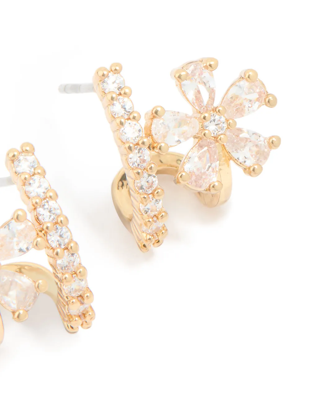 Gold Plated Cubic Zirconia Flower Ear Jacket Earrings sold by lovisa product image thumbnail 3