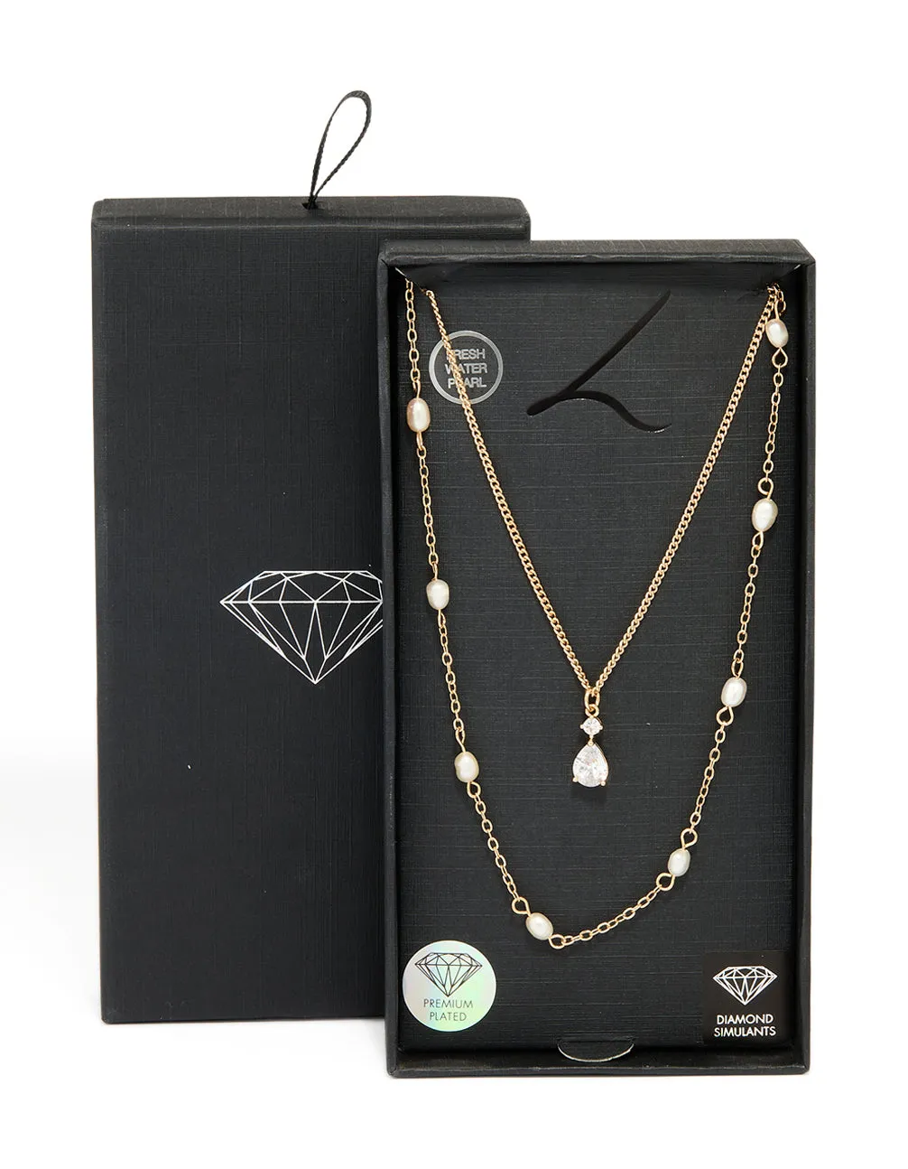 Gold Plated Freshwater Pearl & Diamante Layered Necklace sold by lovisa product image thumbnail 3