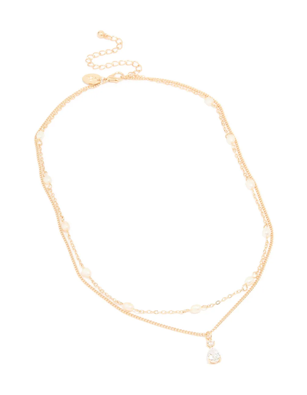 Gold Plated Freshwater Pearl & Diamante Layered Necklace sold by lovisa product image thumbnail 2