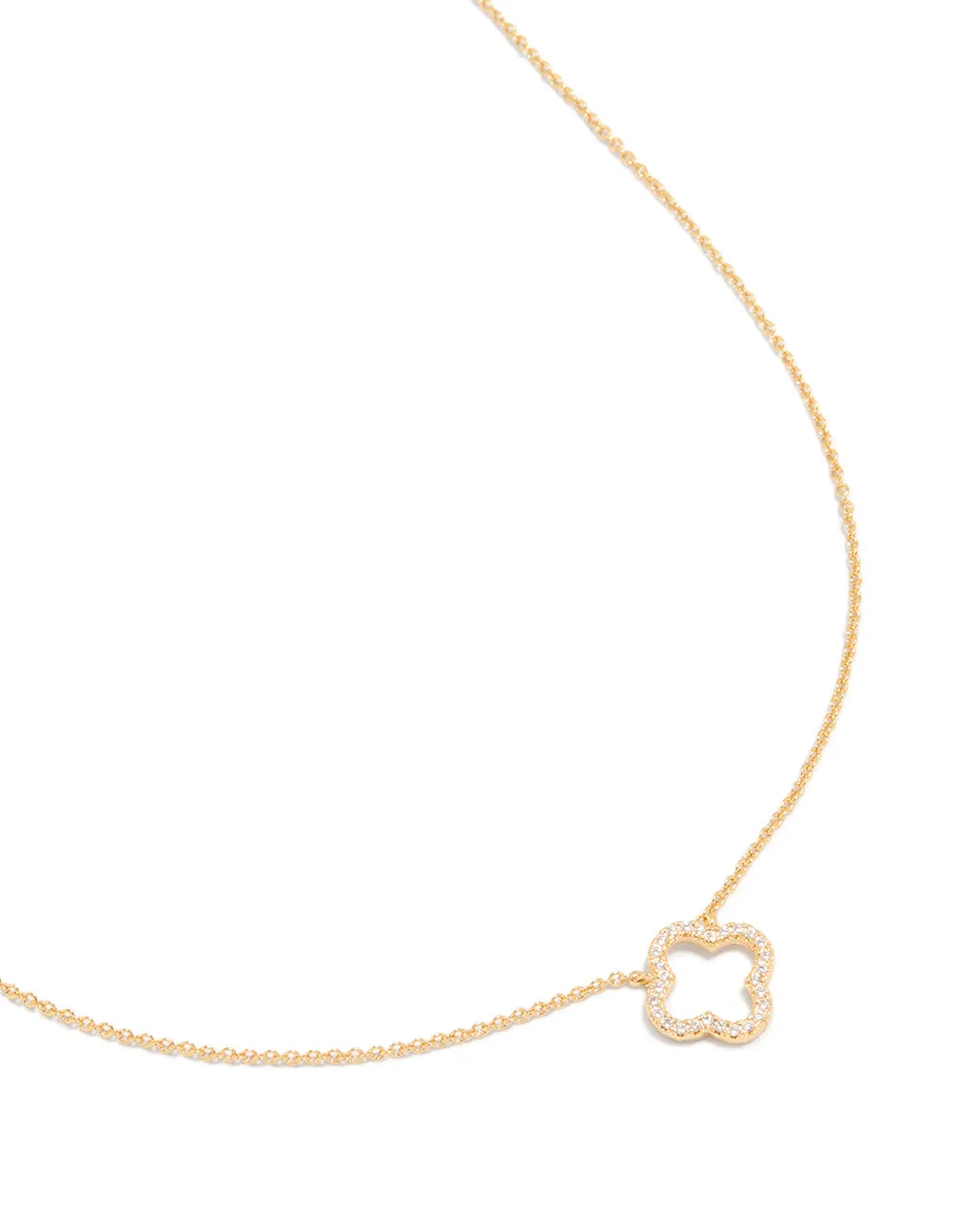Gold Plated Cubic Zirconia Hollow Flower Necklace sold by lovisa