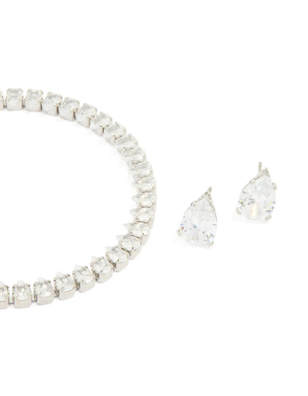 Silver Cubic Zirconia Earrings & Tennis Bracelet Set sold by lovisa product image thumbnail 2
