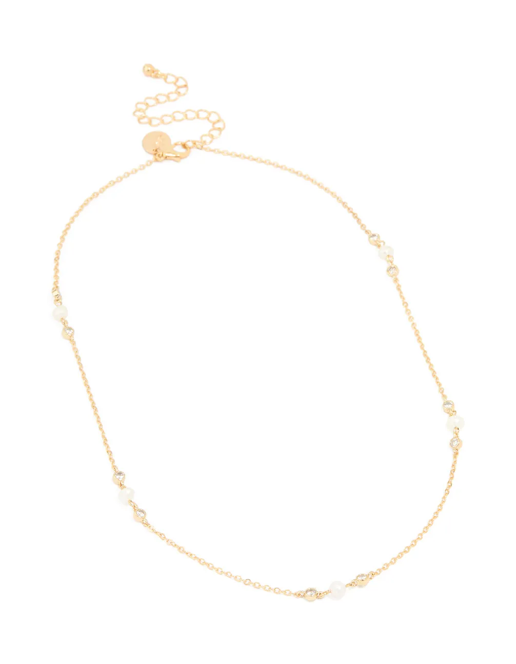 Gold Plated Cubic Zirconia & Freshwater Pearl Dainty Station Necklace sold by lovisa product image thumbnail 2