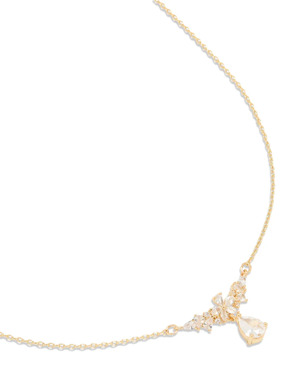 Gold Plated Cubic Zirconia Floral Teardrop Necklace sold by lovisa