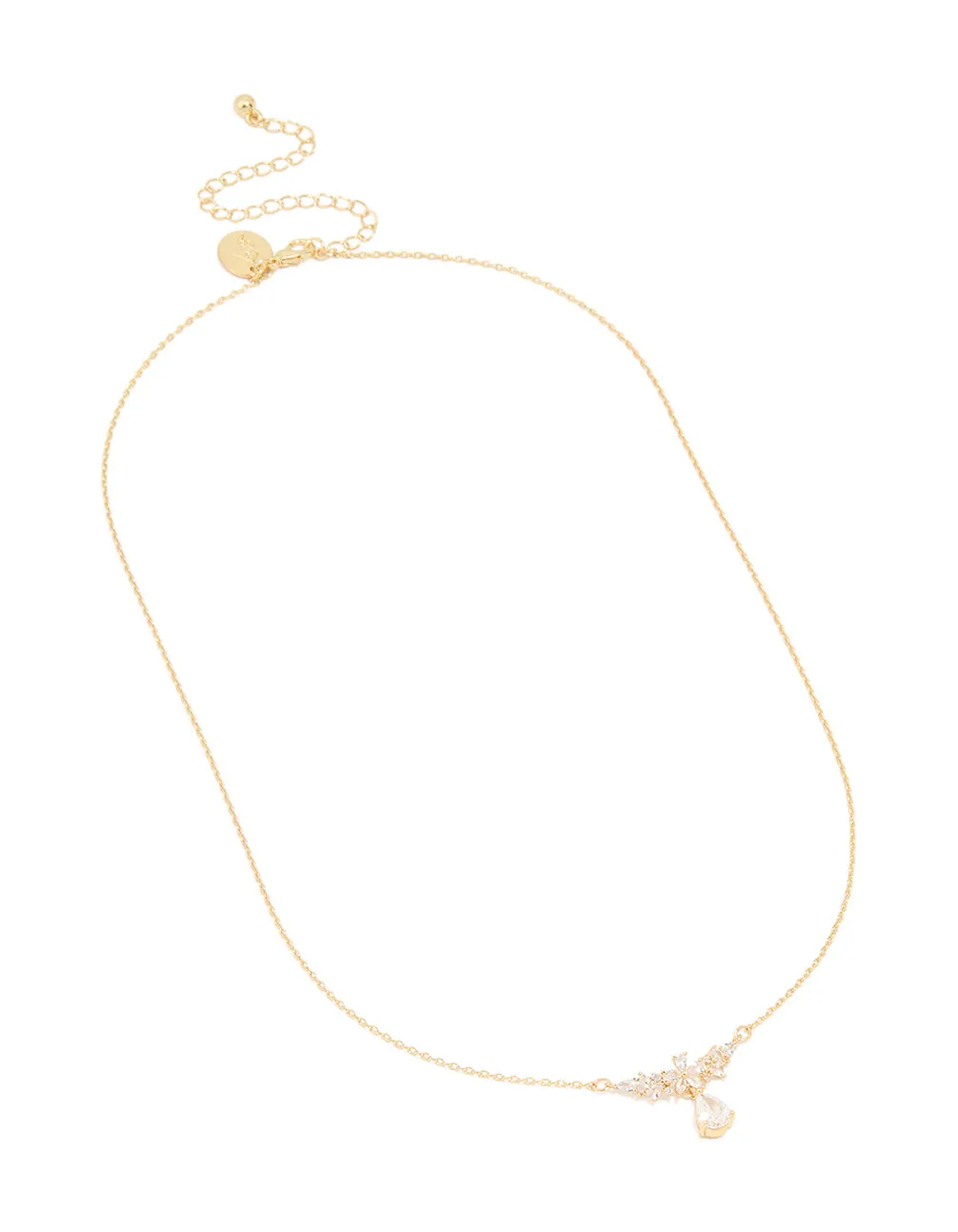 Gold Plated Cubic Zirconia Floral Teardrop Necklace sold by lovisa product image thumbnail 2
