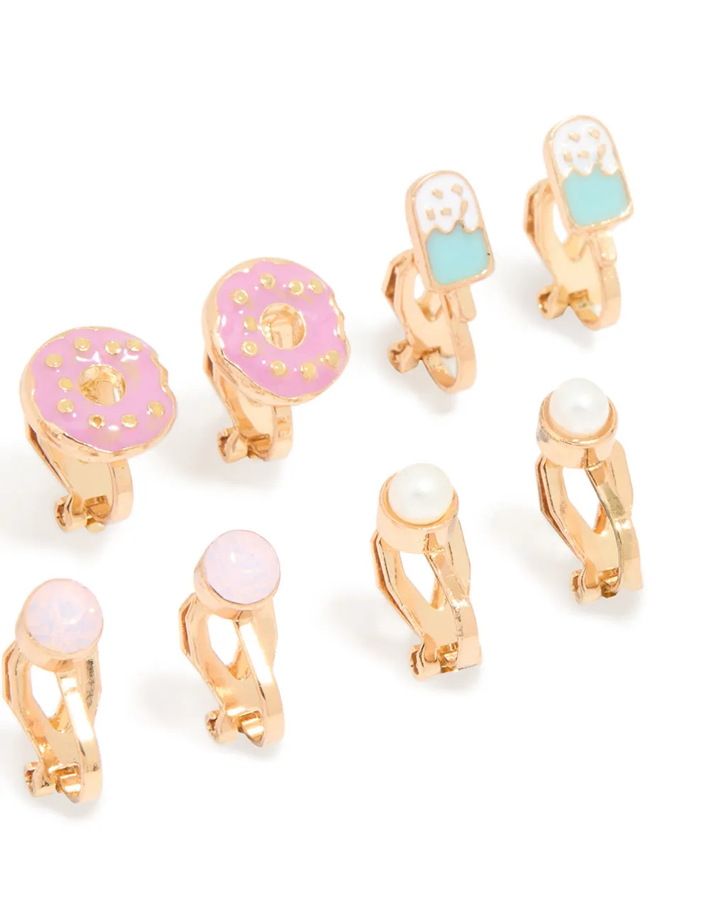 Gold Sweet Treats Clip-On Earrings 5-Pack sold by lovisa product image thumbnail 2
