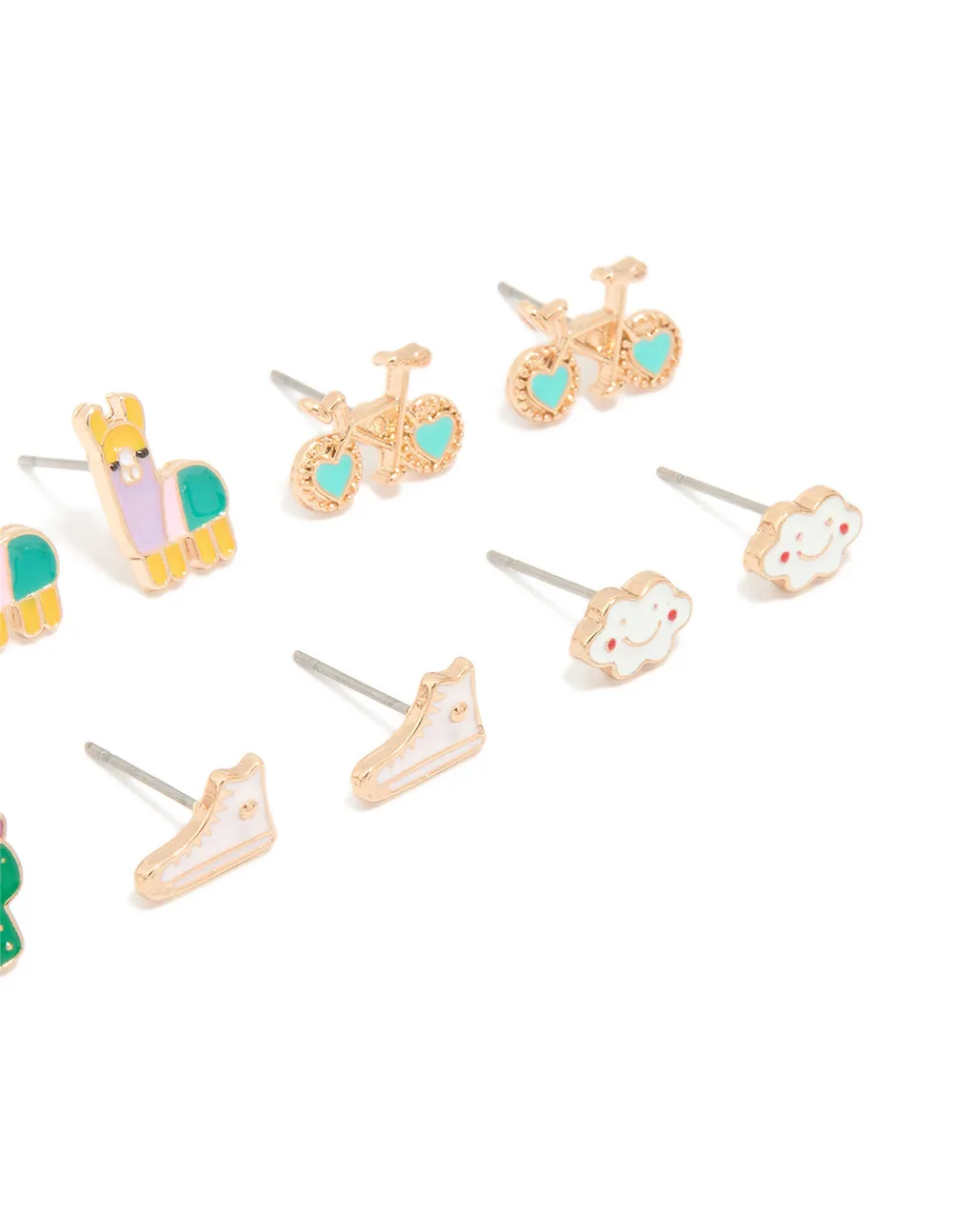 Gold Flower & Bike Stud Earrings 8-Pack sold by lovisa product image thumbnail 2
