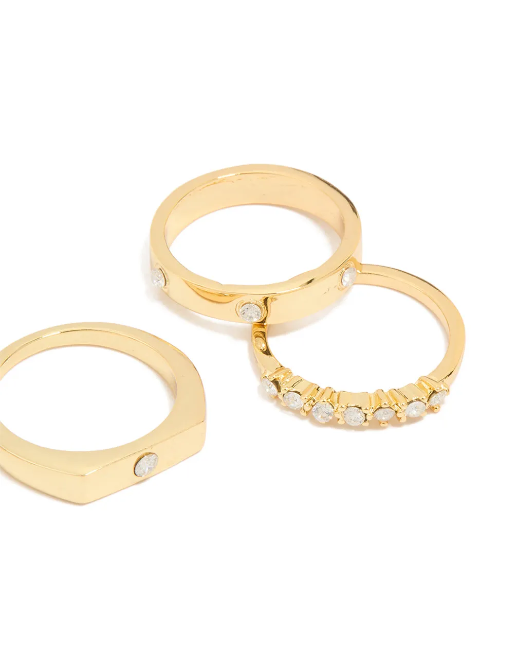Gold Plated Diamante Inlay & Band Rings 4-Pack sold by lovisa product image thumbnail 3