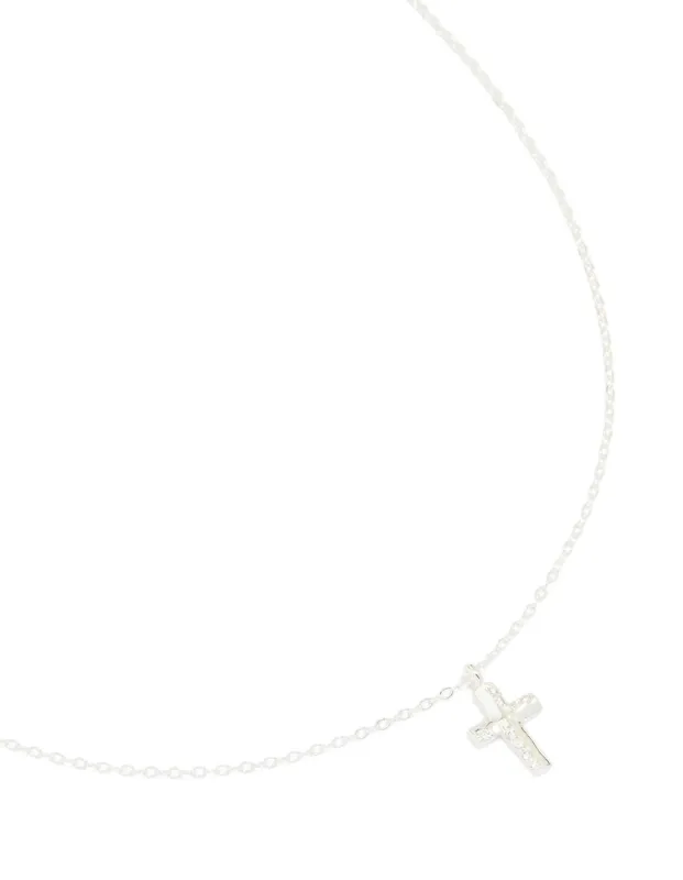 Sterling Silver Cubic Zirconia Cross Pendant Necklace sold by lovisa