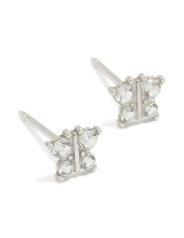 14K White Gold Cubic Zirconia Butterfly Piercing Stud sold by lovisa