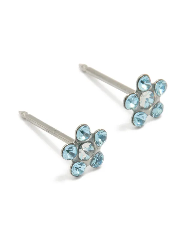 Surgical Stainless Steel Aqua Cubic Zirconia Daisy Piercing Stud sold by lovisa