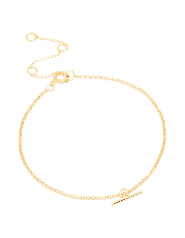 Gold Plated Sterling Silver T-Bar Chain Bracelet sold by lovisa