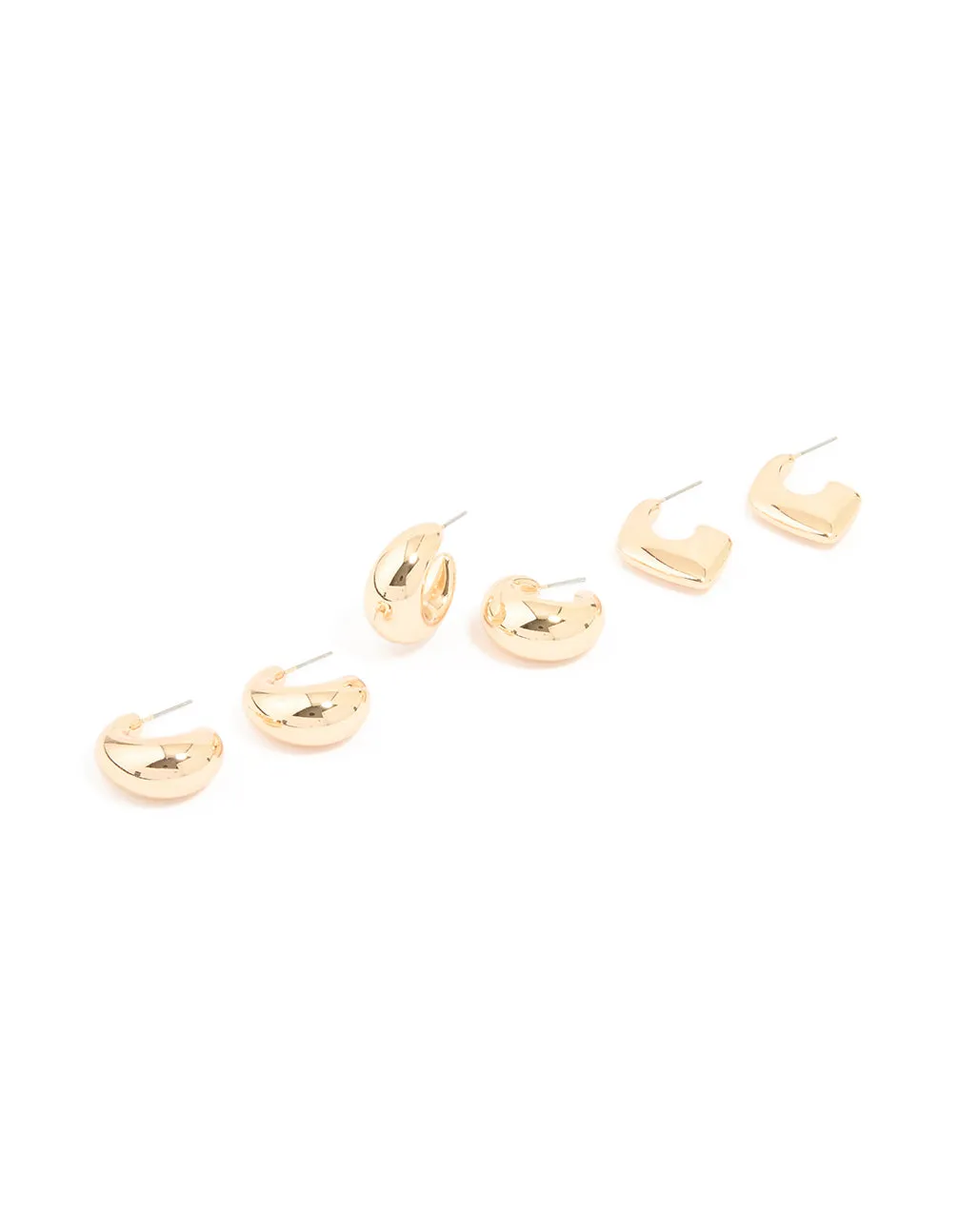 Gold Mixed Teardrop Hoop Earrings 3-Pack sold by lovisa