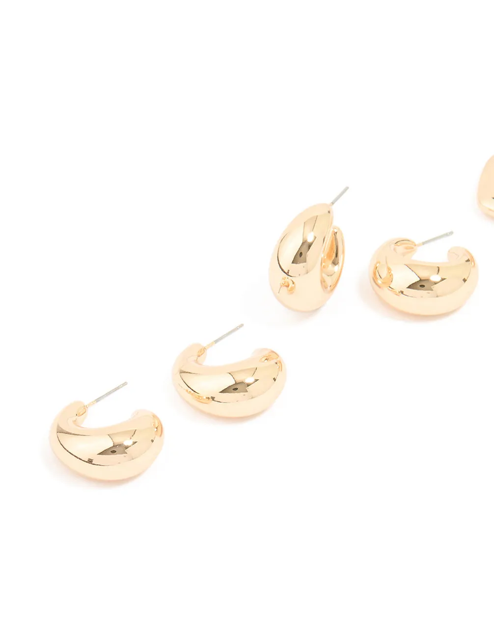 Gold Mixed Teardrop Hoop Earrings 3-Pack sold by lovisa product image thumbnail 2