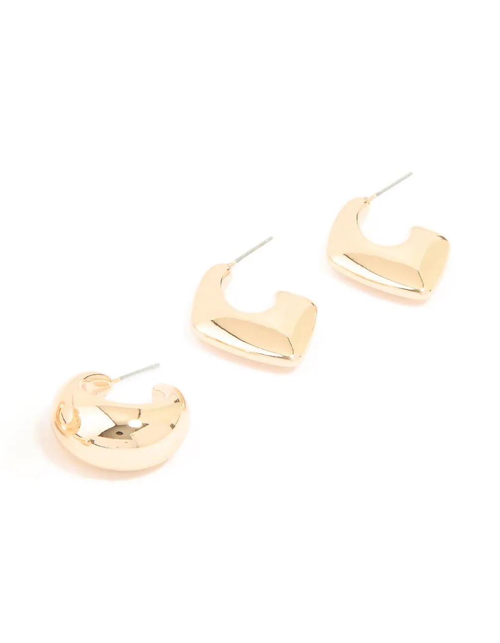 Gold Mixed Teardrop Hoop Earrings 3-Pack sold by lovisa product image thumbnail 3