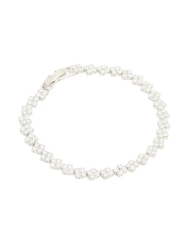 Silver Cubic Zirconia Rectangular Tennis Bracelet sold by lovisa