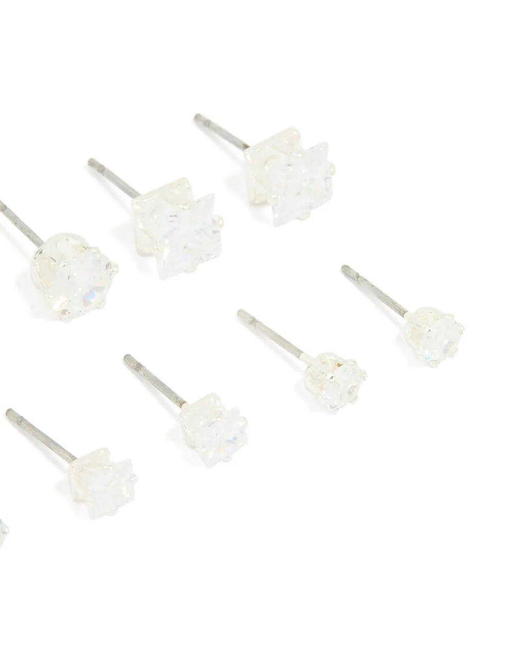 Silver Multi-Shape Cubic Zirconia Stud Earrings 6-Pack sold by lovisa product image thumbnail 2