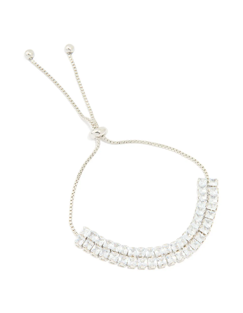 Silver Cubic Zirconia Rectangle Toggle Bracelet sold by lovisa