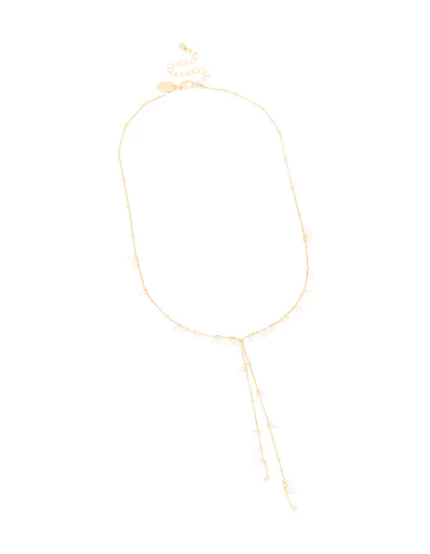 Gold Cubic Zirconia Cluster Y-Necklace sold by lovisa