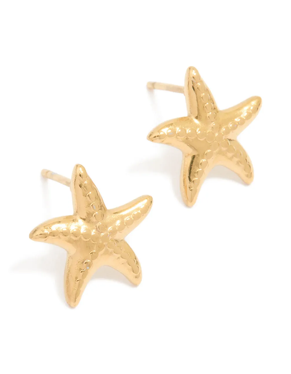 Waterproof Gold Plated Stainless Steel Textured Starfish Stud Earrings sold by lovisa