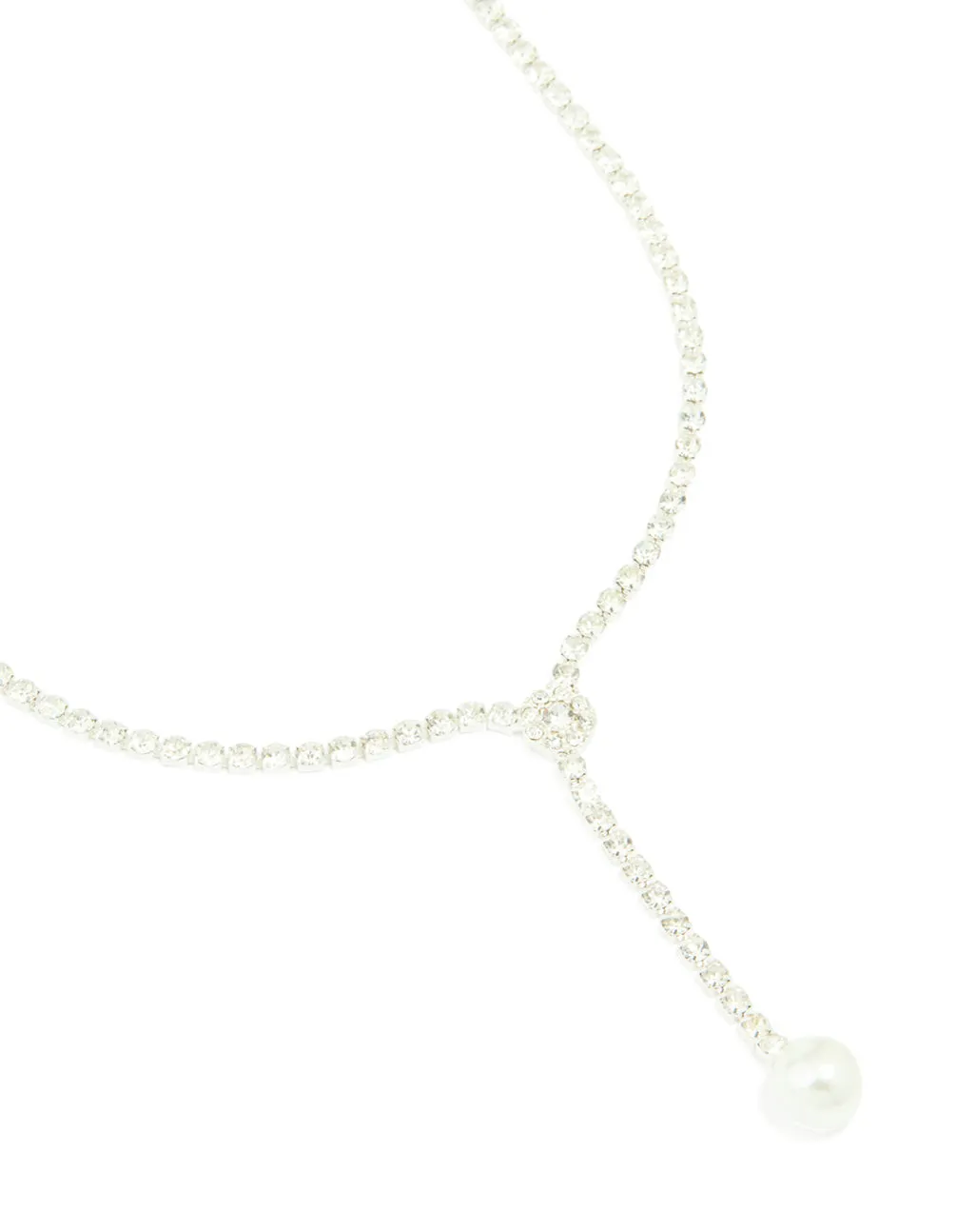 Silver Diamante Cup Chain Pearl Y-Necklace sold by lovisa