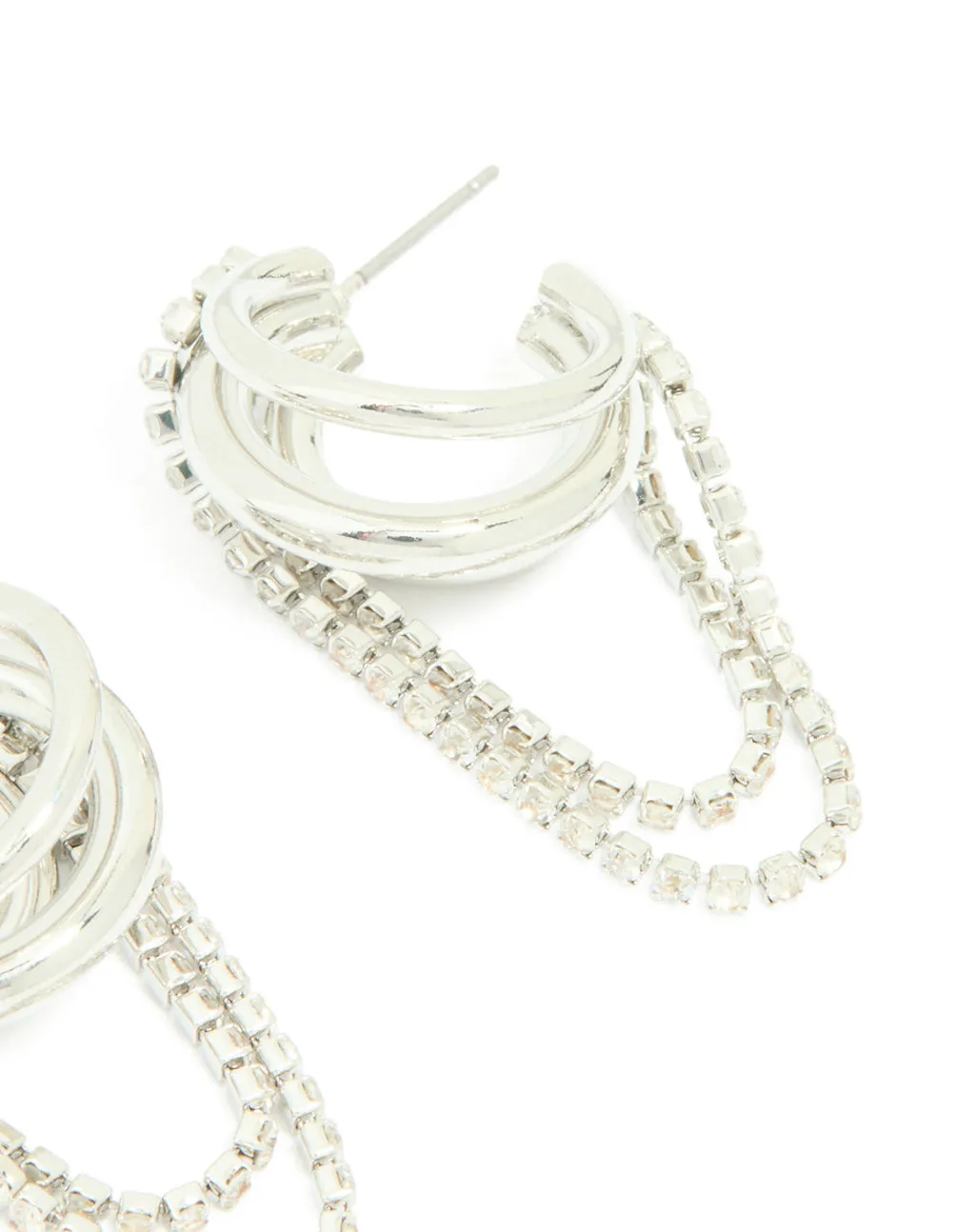 Silver Diamante Cup Chain Multi Hoop Earrings sold by lovisa product image thumbnail 3