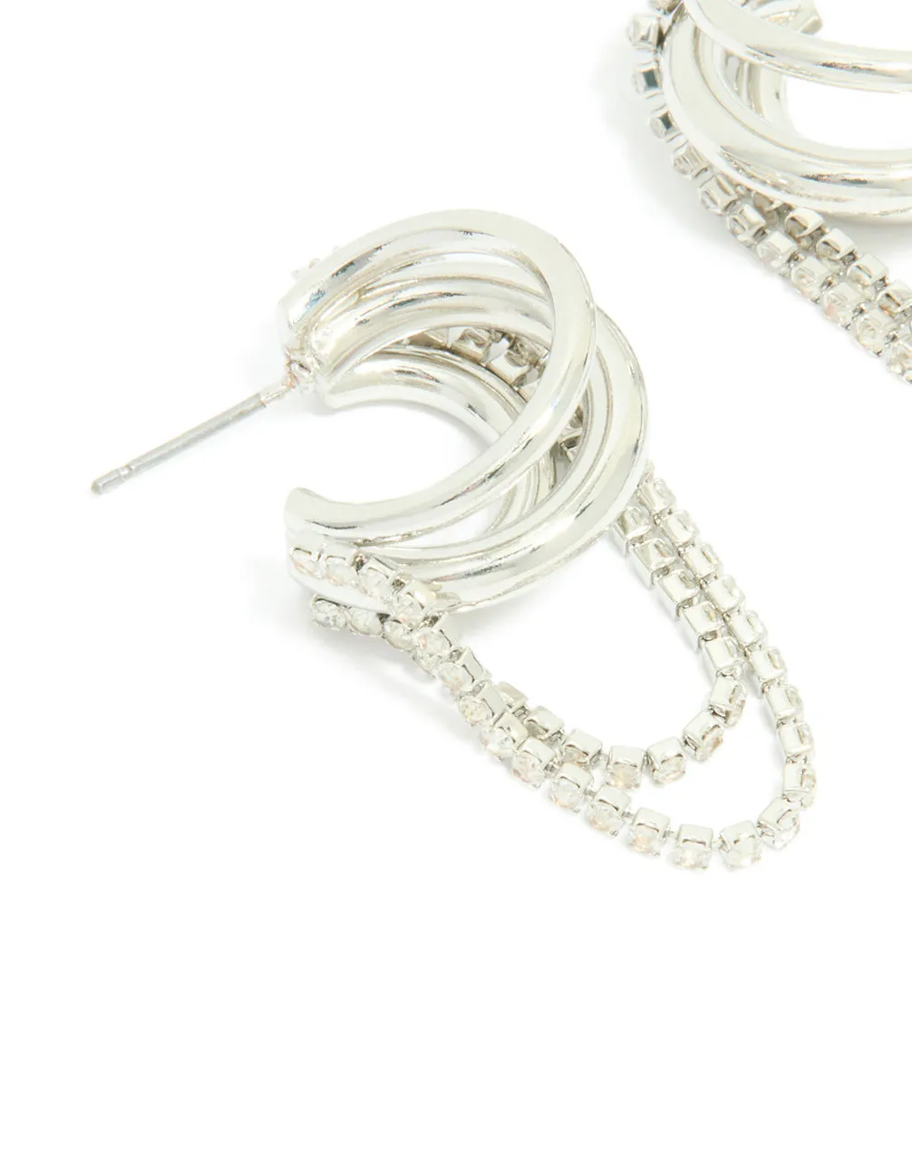 Silver Diamante Cup Chain Multi Hoop Earrings sold by lovisa product image thumbnail 2