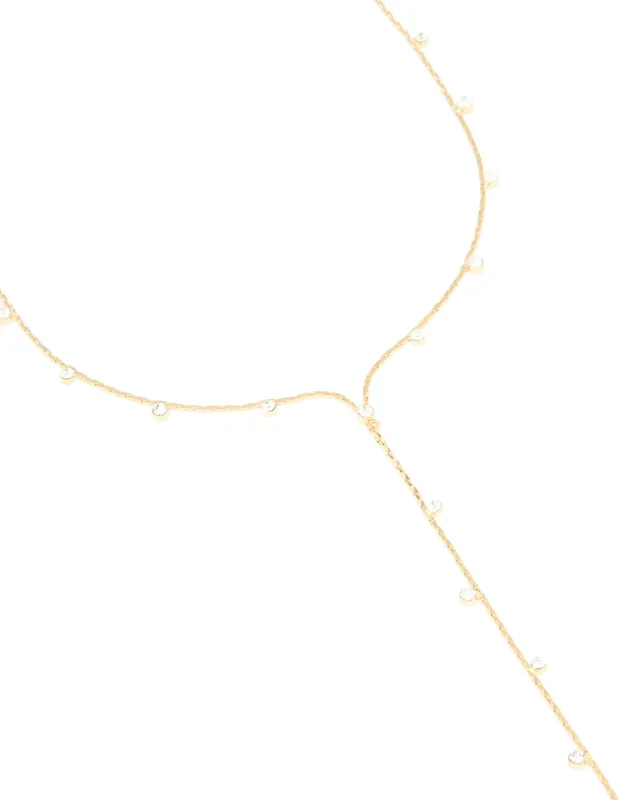 Gold Diamante Marquise Snake Y-Necklace sold by lovisa
