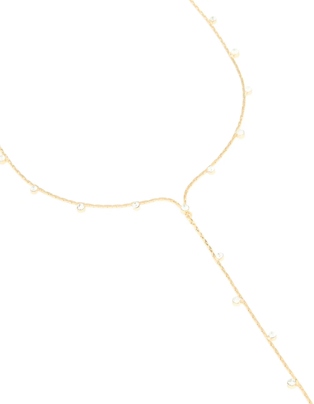 Gold Diamante Marquise Snake Y-Necklace sold by lovisa