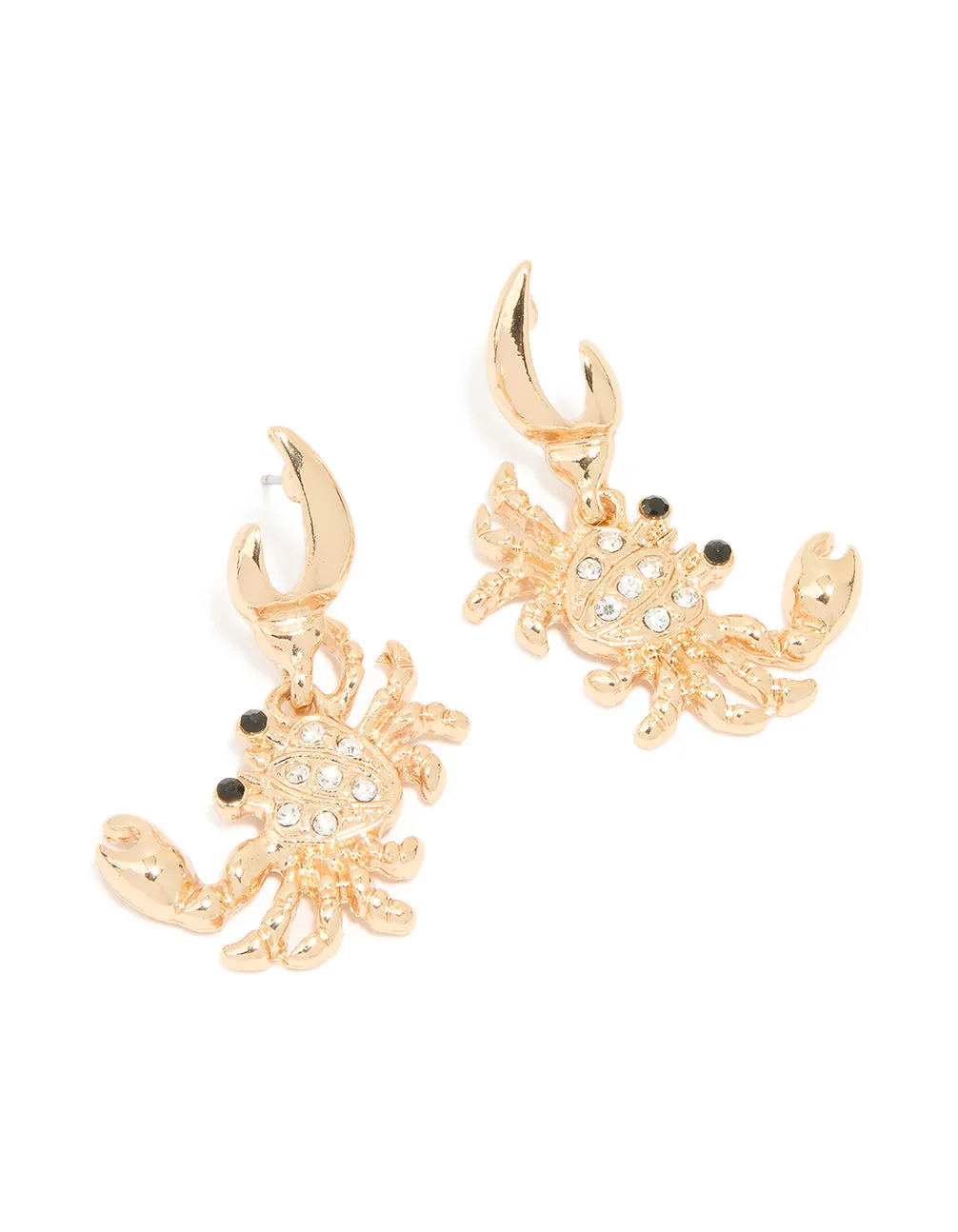 Gold Diamante Crab Stud Earrings sold by lovisa
