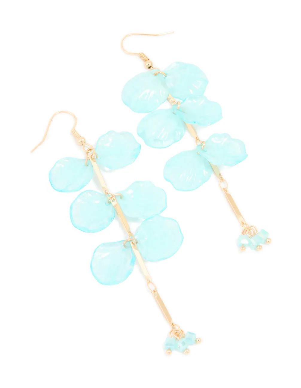 Gold Blue Acrylic Petal Drop Earrings sold by lovisa