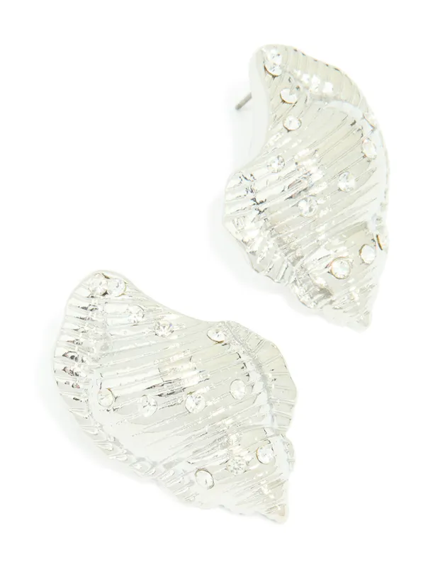 Silver Diamante Seashell Earrings sold by lovisa
