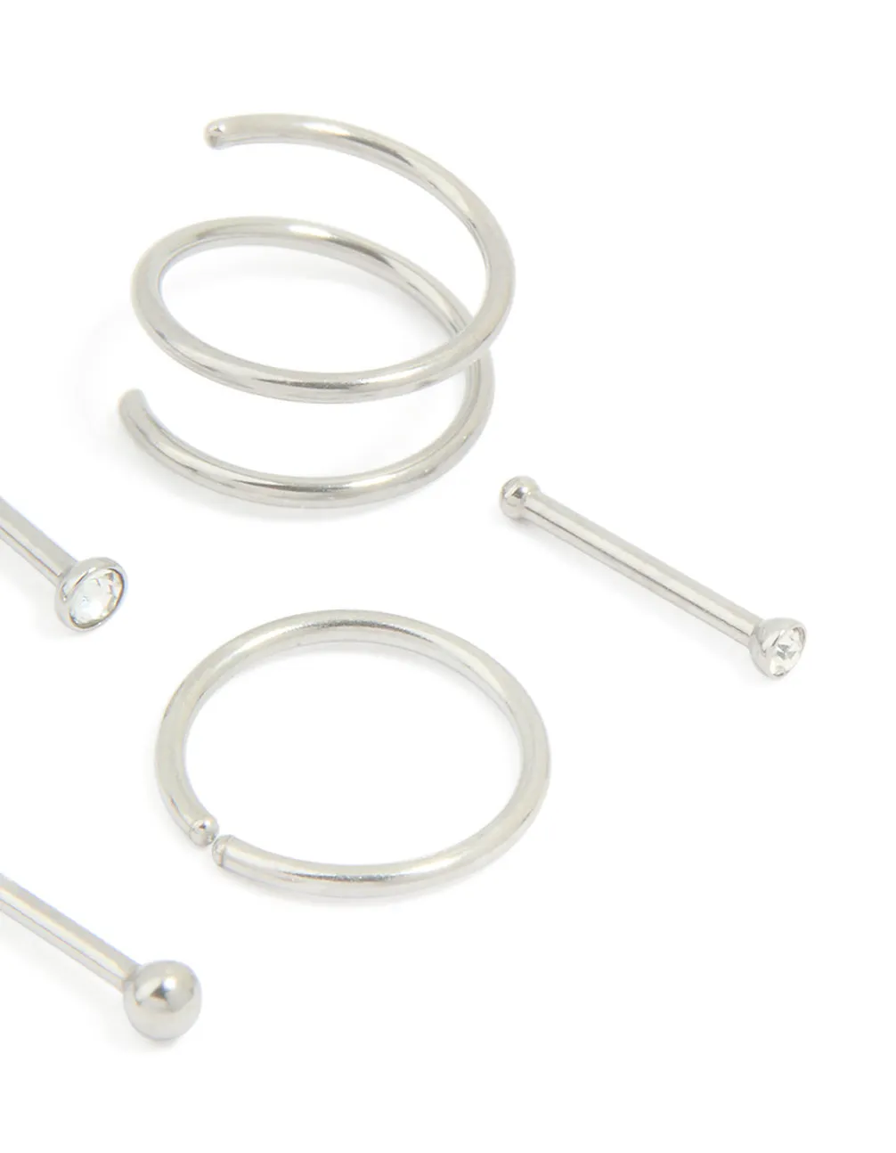 Surgical Steel Cubic Zirconia Bezel Nose Stud & Rings 6-Pack sold by lovisa product image thumbnail 3