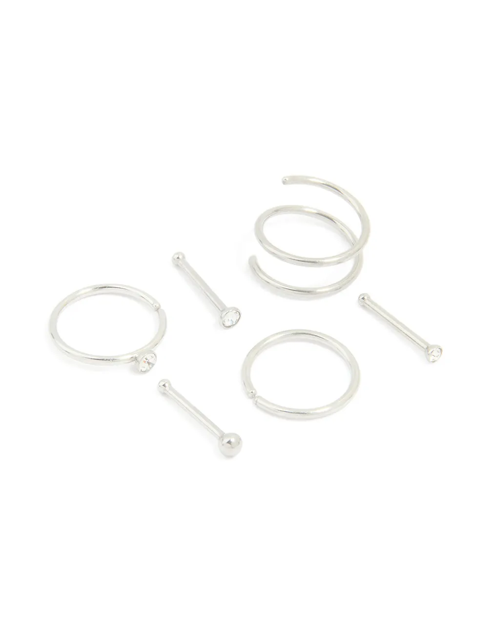 Surgical Steel Cubic Zirconia Bezel Nose Stud & Rings 6-Pack sold by lovisa