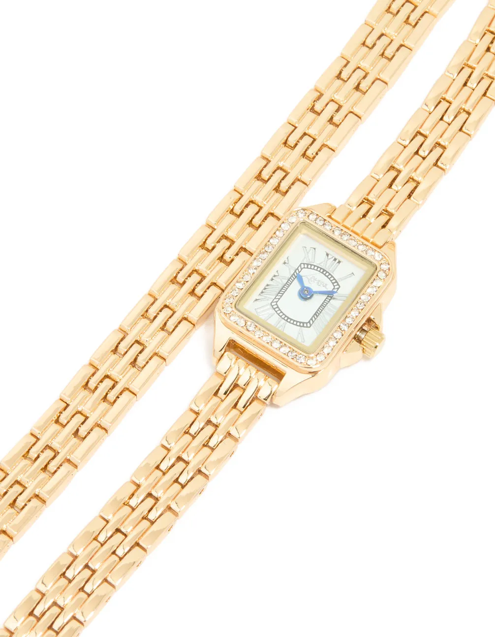 Gold Diamante Mini Double Strap Watch sold by lovisa